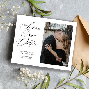 Budget simple photo elegant wedding save the date