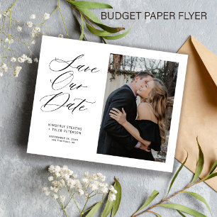 Budget simple photo elegant wedding save the date flyer