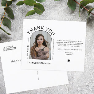Budget simple photo graduation thank you postcard