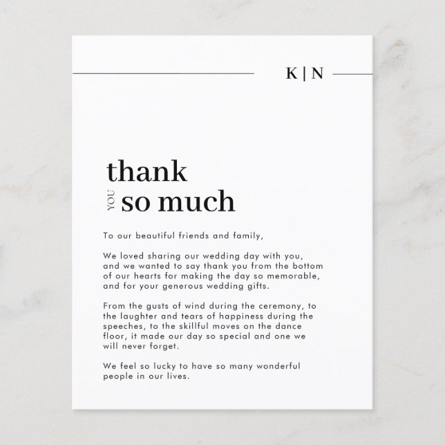 Budget Simple Photo Monogram Wedding Thank You  (Front)
