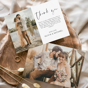 Budget Simple Photo Wedding Elegant Thank You Card