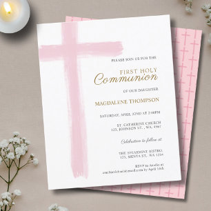 Budget Simple Pink Cross Girl First Holy Communion