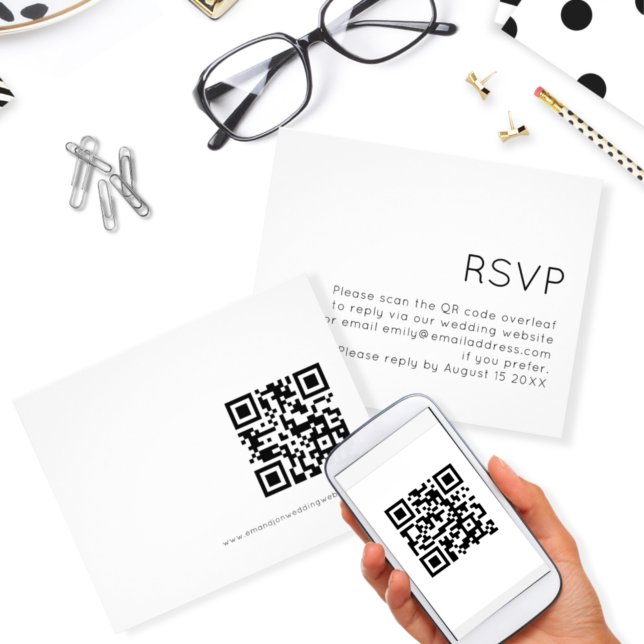 Budget Simple QR Code Black White Wedding RSVP (Creator Uploaded)