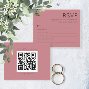 Budget Simple QR Code Dusty Rose Wedding RSVP