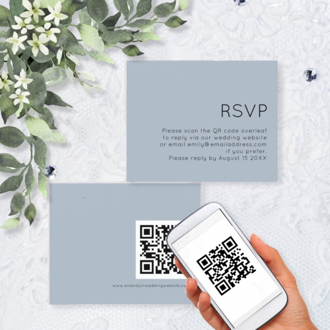 Budget Simple QR Code Wedding Dusty Blue RSVP (Creator Uploaded)