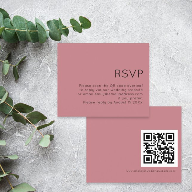 Budget Simple QR Code Wedding Dusty Rose RSVP (Creator Uploaded)