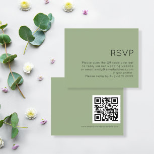 Budget Simple QR Code Wedding Sage Green RSVP