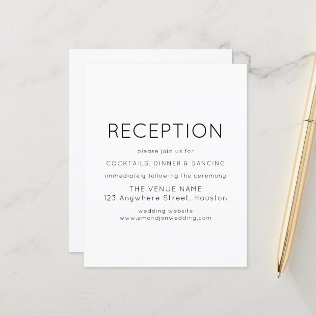 Budget Simple Reception Black White Wedding Encl (Front/Back In Situ)