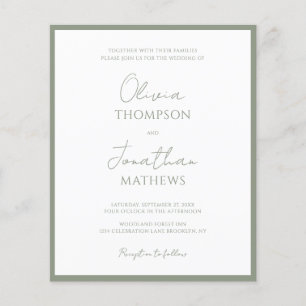 BUDGET Simple Sage Green Border Script Wedding