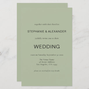 Budget Simple Sage Green QR Code Wedding Invite