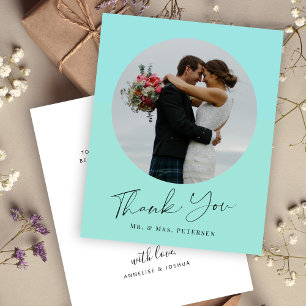 Budget simple script photo wedding thank you card