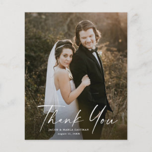 Budget Simple Script Photo Wedding Thank You Card
