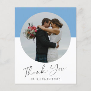 Budget simple script photo wedding thank you card