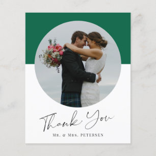 Budget simple script photo wedding thank you card