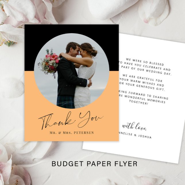 Budget simple script photo wedding thank you flyer (Creator Uploaded)