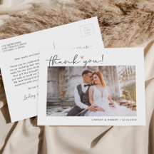 Budget Simple Script Wedding Photo Thank You