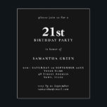 Budget Simple Text Black 21st Birthday Invitation<br><div class="desc">Budget Simple Text Black 21st Birthday Invitation. A value for money smaller 4.5 x 5.6 inch alternative defaulted to the semi gloss option which is recommended for invitations and is a similar thickness to a postcard. The satin option is much thinner paper better for enclosures.</div>