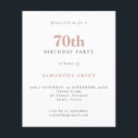 Budget Simple Text Blush 70th Birthday Invitation<br><div class="desc">Budget Simple Text Blush 70th Birthday Invitation. A value for money smaller 4.5 x 5.6 inch alternative defaulted to the semi gloss option which is recommended for invitations and is a similar thickness to a postcard. The satin option is much thinner paper better for enclosures.</div>