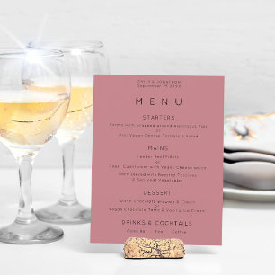 Budget Simple Text Dusty Rose Pink Wedding Menu