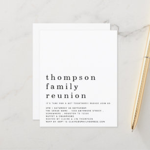 Budget Simple Text Family Reunion Party Invite