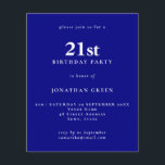 Budget Simple Text Navy 21st Birthday Invitation<br><div class="desc">Budget Simple Text Navy 21st Birthday Invitation. A value for money smaller 4.5 x 5.6 inch alternative defaulted to the semi gloss option which is recommended for invitations and is a similar thickness to a postcard. The satin option is much thinner paper better for enclosures.</div>