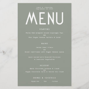 Budget Simple Text Sage Green Wedding Menu