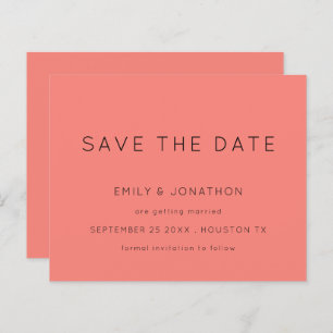 Budget Simple Typography Coral Rose Save The Date