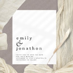 Budget Simple Typography Wedding Save The Date<br><div class="desc">Simple Typography Wedding Save The Date. A budget friendly SMALLER 4.5” x 5.6” alternative. Available in a SEMI GLOSS 110 lb CARD STOCK or a SATIN FINISH 80 lb THINNER PAPER STOCK. Envelopes are an optional extra. Informal style. Your names are large in stylish lowercase with the details at the...</div>