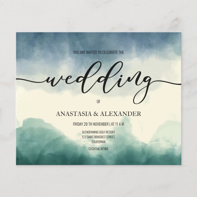 Budget simple wedding invitation. Flyer (Front)