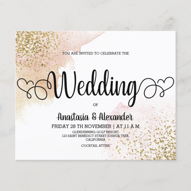 Budget Simple wedding invitation. Flyer (Front)