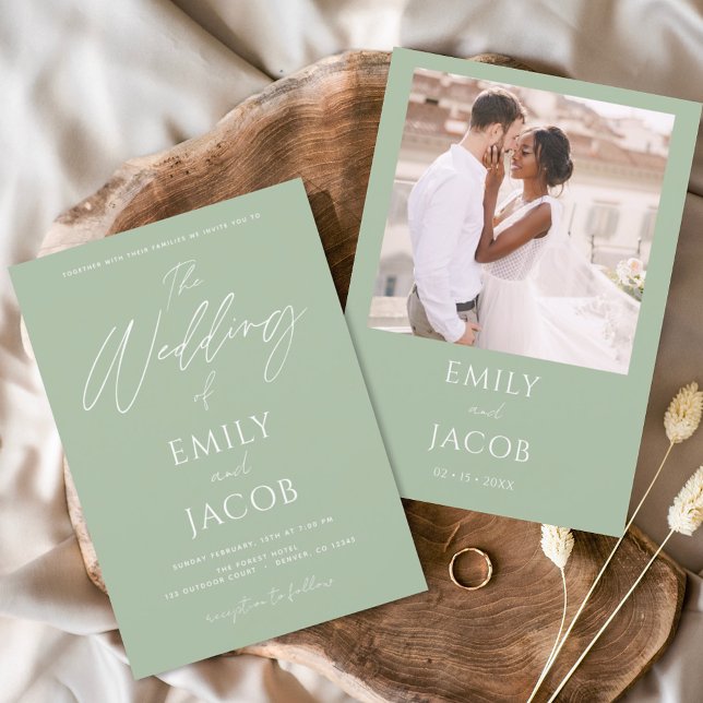 Budget Simple Wedding Photo Sage Green  (Creator Uploaded)