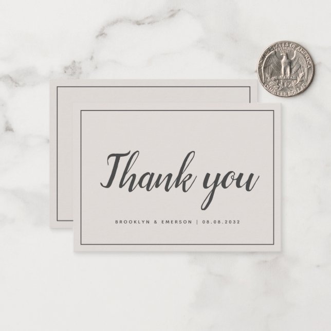 BUDGET Simple Wedding Thank You Card (Front/Back In Situ)