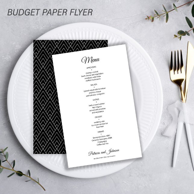 Budget simple white elegant wedding menu (Creator Uploaded)
