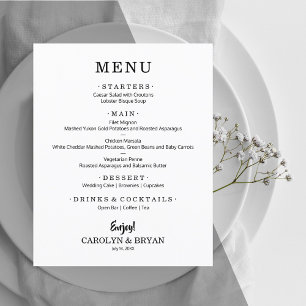 Budget Simple White Wedding Menu