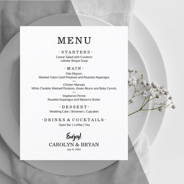 Budget Simple White Wedding Menu (Creator Uploaded)