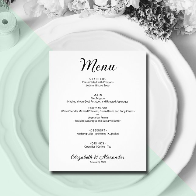 Budget Simple White Wedding Menu (Creator Uploaded)