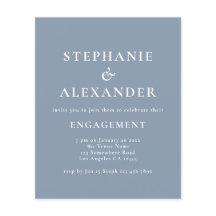 Budget Simply Text Dusty Blue Engagement Party
