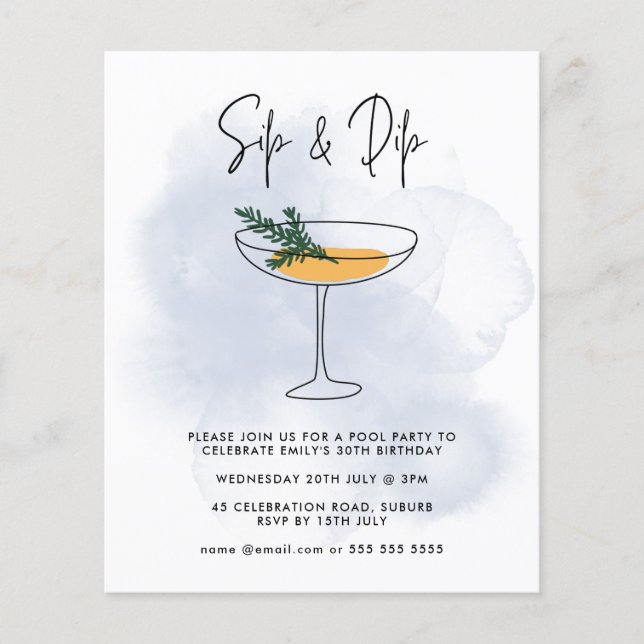 Budget Sip & Dip Cocktail Pool Party  (Front)