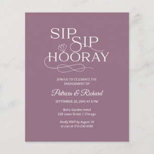 Budget Sip Sip Hooray Engagement Party Invitation