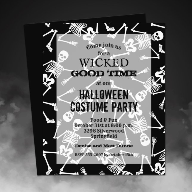 Budget Skeletons Halloween Invitation Flyer (Printed on affordable THIN 80 lb flyer paper - heavier paper available in our collection.)
