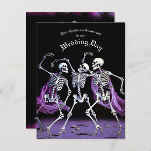 Budget Skeletons Purple Gothic Wedding Invitation Postcard
