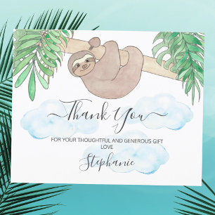 Budget Sloth Gender Neutral Baby Shower Thank You