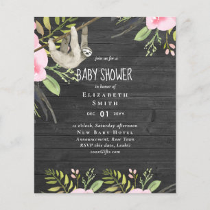 BUDGET Sloth PHOTO BABY Event Invitation Girl Boy Flyer