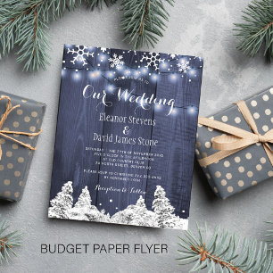 Budget snowflakes winter wedding invitation flyer