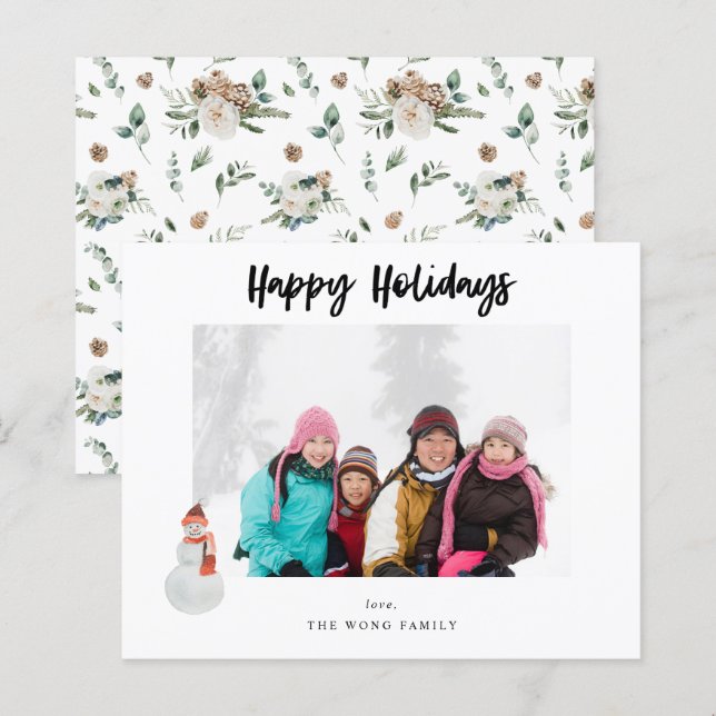 Budget Snowman Happy Holidays Photo (Front/Back)