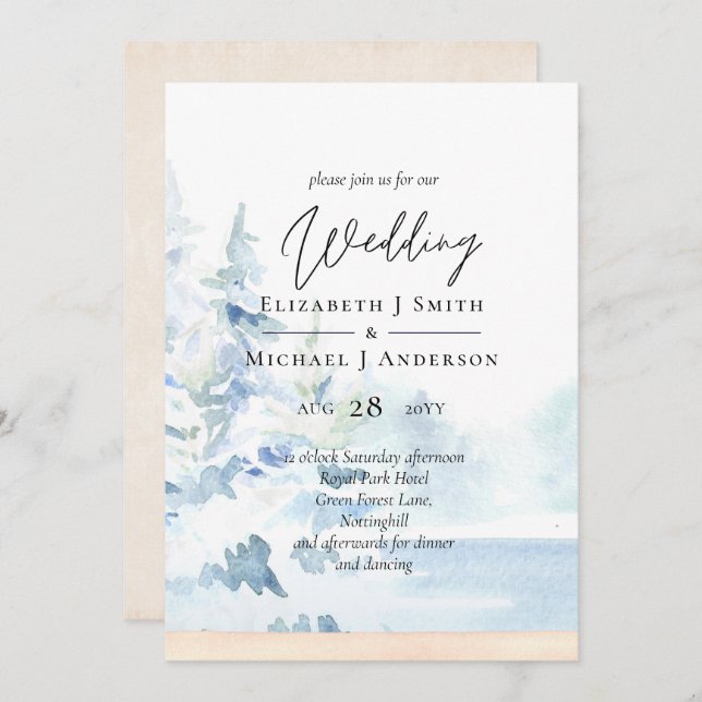 BUDGET Snowy Mountains Winter Lake Trees (Front/Back)