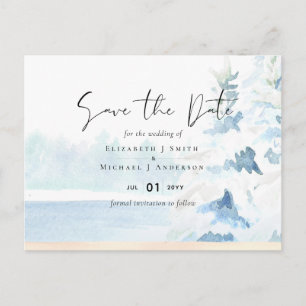 BUDGET Snowy Mountains Winter Lake Trees Postcard