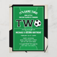Budget Soccer Second Birthday Party Invitation