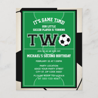 Budget Soccer Second Birthday Party Invitation