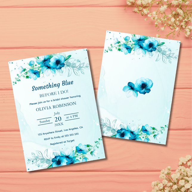 Budget Something Blue Bridal Shower Invitation  (Budget Something Blue Before I Do Bridal Shower Invitation  )